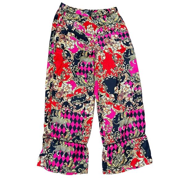 Jade London Palazzo Pants Sz L Animal Print Side Pockets Zip Front Closure - Picture 1 of 11